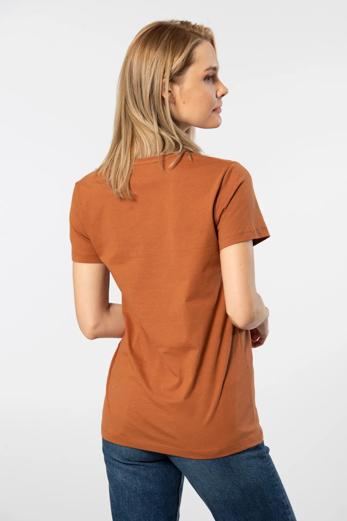 WTSHIRT MİLANO Kadın Kısa Kollu V Yaka Basic T-shirt-Tarcin