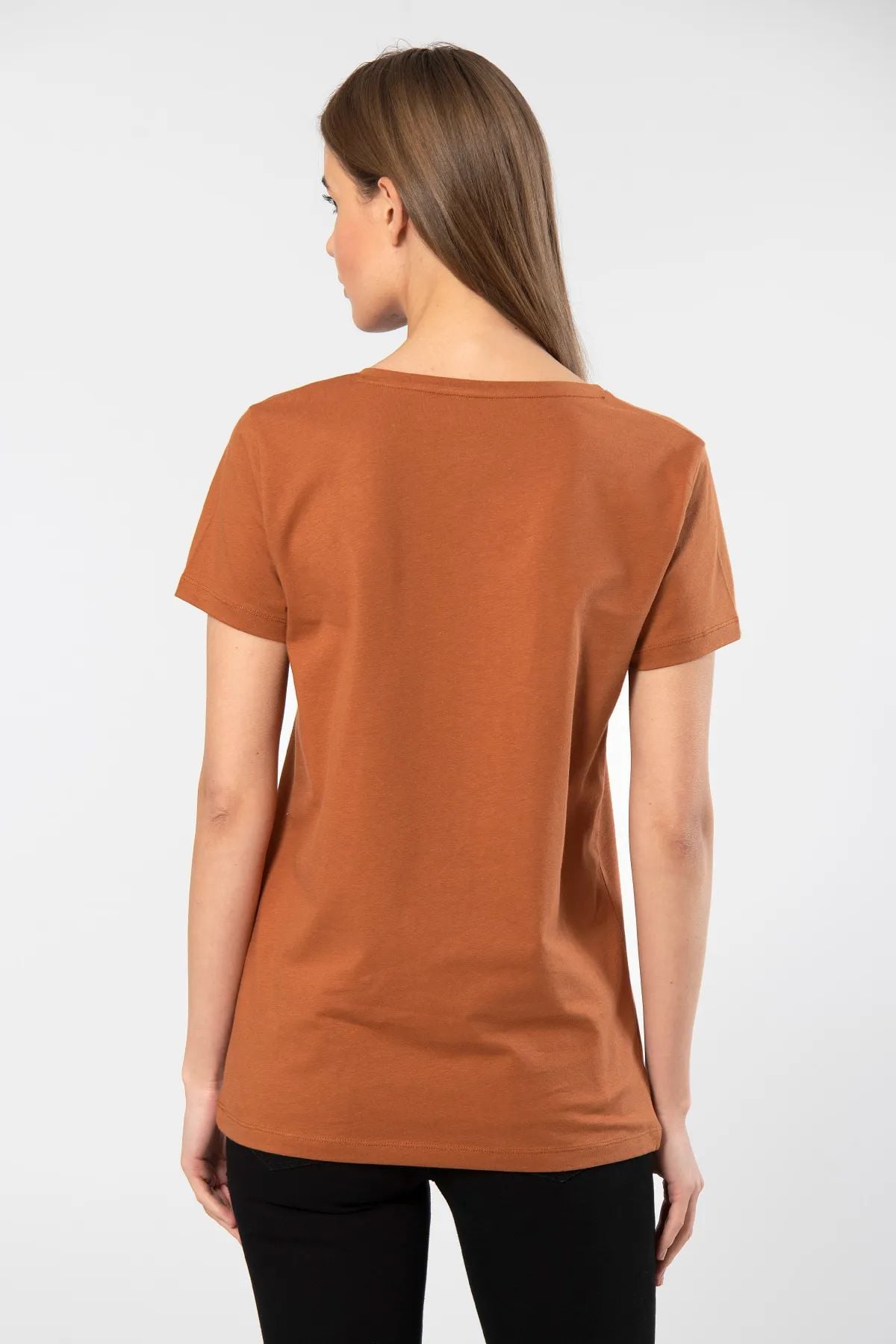 WTSHIRT VENİCE Kadın Kısa Kollu V Yaka Basic T-shirt-Tarcin