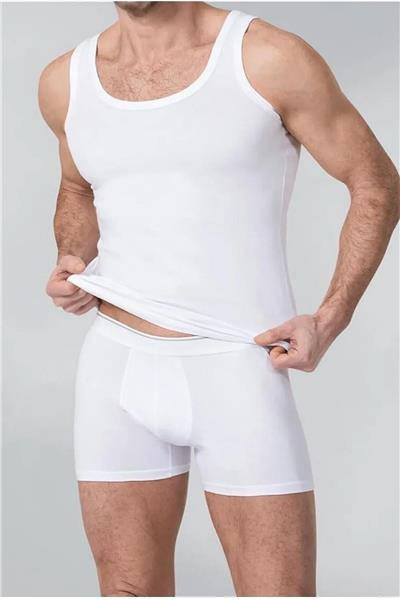 Alissa 195 Erkek Modal Atlet Boxer Takım-Beyaz