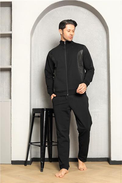 Alissa 6000 Erkek Uzun Kollu Eşofman Takım-Siyah