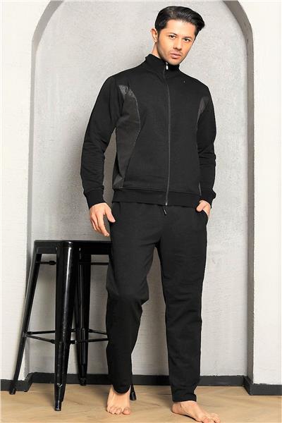 Alissa 6000 Erkek Uzun Kollu Eşofman Takım-Siyah