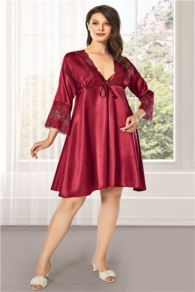 Alissa 8610 Kadın Çeyizlik Saten 6lı Set-Bordo