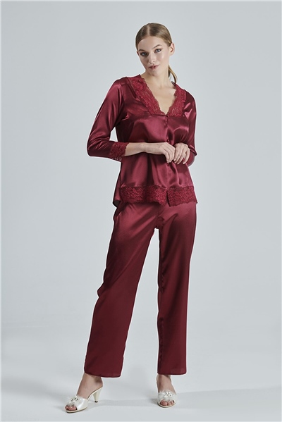 Alissa 8620 Kadın Çeyizlik Saten 6lı Set-Bordo