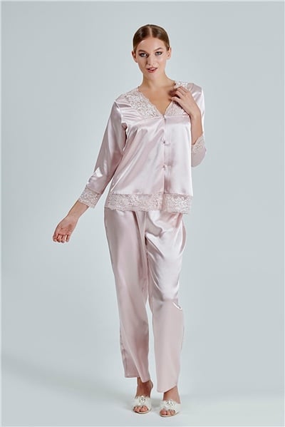 Alissa 8620 Kadın Çeyizlik Saten 6lı Set-Pudra