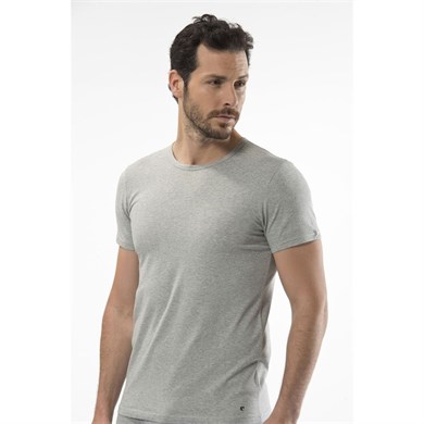 Cacharel 1305 O Yaka Kısa Kollu Erkek T-Shirt - Gri Melanj