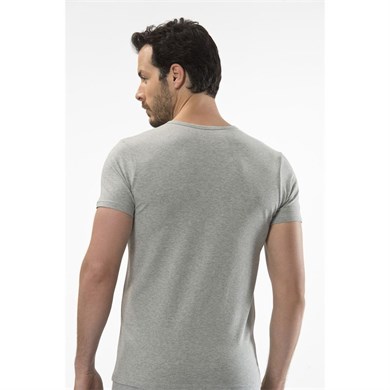 Cacharel 1305 O Yaka Kısa Kollu Erkek T-Shirt - Gri Melanj