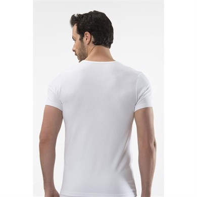 Cacharel 1306 V Yaka Kısa Kollu Erkek T-Shirt - Beyaz