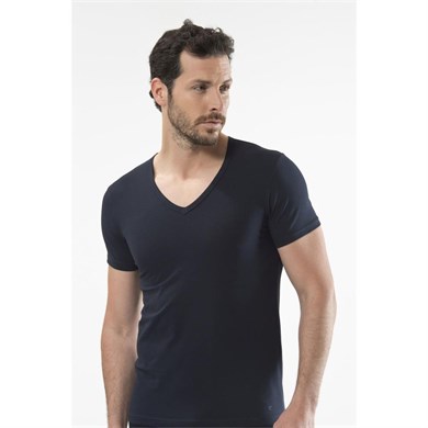 Cacharel 1306 V Yaka Kısa Kollu Erkek T-Shirt - Lacivert