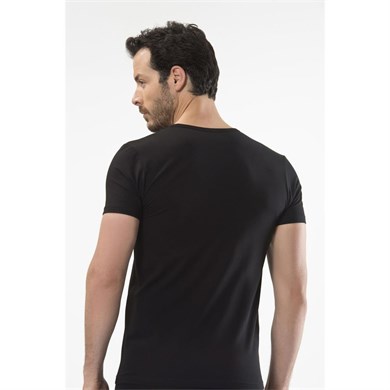 Cacharel 1306 V Yaka Kısa Kollu Erkek T-Shirt - Siyah