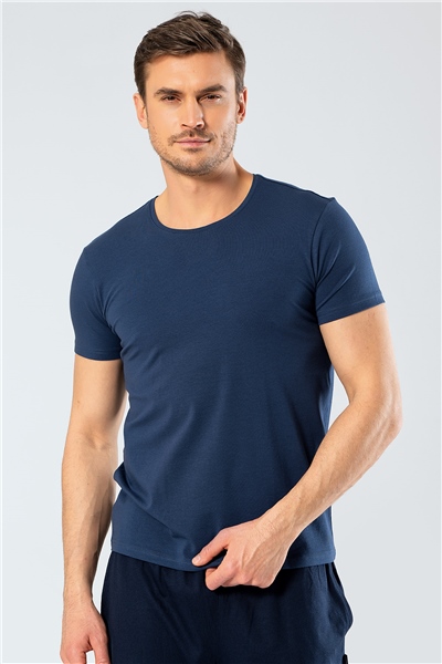 Cacharel 1331 O Yaka Kısa Kollu Erkek T-Shirt - İndigo