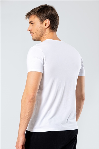 Cacharel 1332 V Yaka Kısa Kollu Erkek T-Shirt - Beyaz