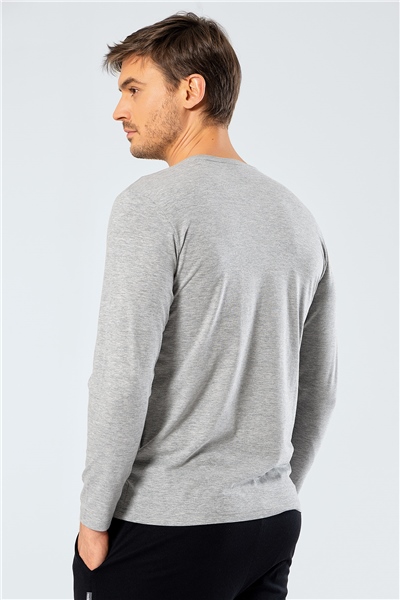 Cacharel 1333 Erkek O Yaka Uzun Kollu T-Shirt - Gri