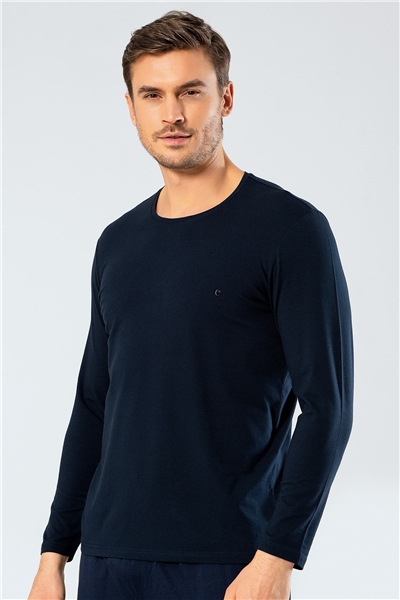 Cacharel 1333 Erkek O Yaka Uzun Kollu T-Shirt - Lacivert