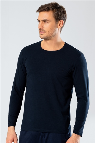 Cacharel 1333 Erkek O Yaka Uzun Kollu T-Shirt - Lacivert