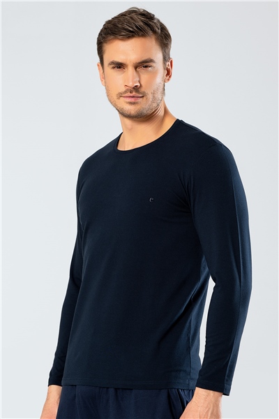 Cacharel 1333 Erkek O Yaka Uzun Kollu T-Shirt - Lacivert