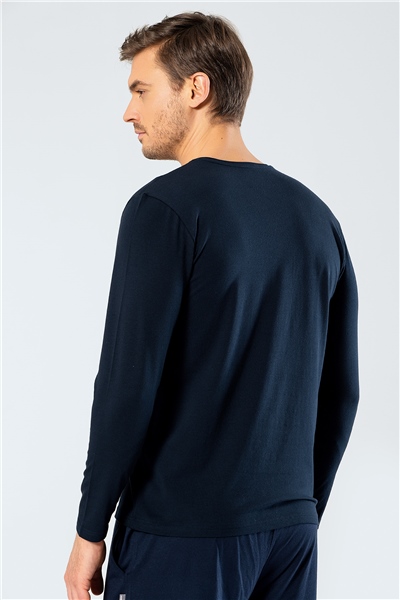 Cacharel 1334 Erkek V Yaka Uzun Kollu T-Shirt - Lacivert