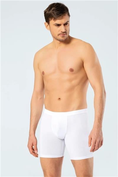 Cacharel 1336 Erkek Bel Bantlı Likralı Uzun Paçalı Boxer-Beyaz