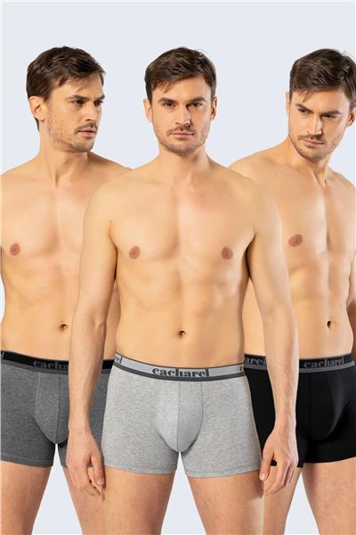 Cacharel 1337 Erkek 3lü Likralı Boxer-Siyah&Antrasit&Gri