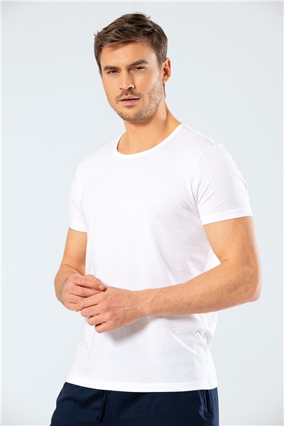 Cacharel 2169 Modal O Yaka Erkek T-Shirt  - Beyaz