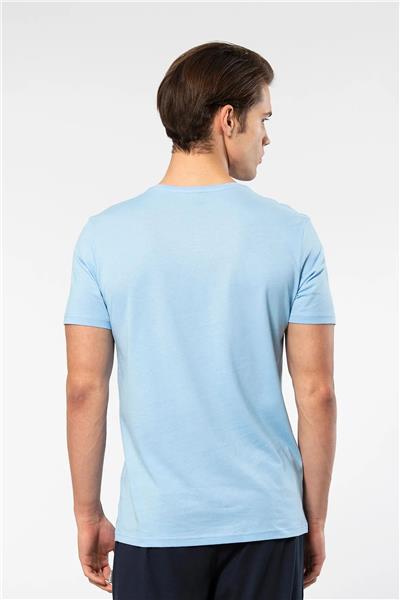 Cacharel 2170 Erkek Modal Pamuk V Yaka Kısa Kollu T-shirt-Açıkmavi