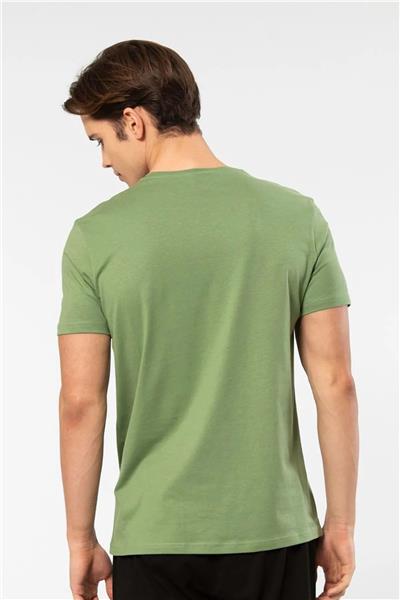 Cacharel 2170 Erkek Modal Pamuk V Yaka Kısa Kollu T-shirt-Yeşil
