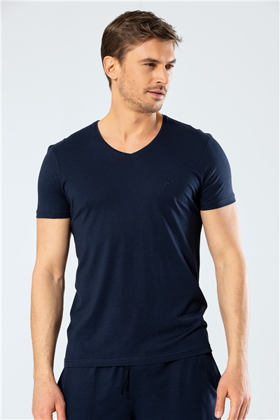 Cacharel 2170 Modal V Yaka Erkek T-Shirt  - Lacivert