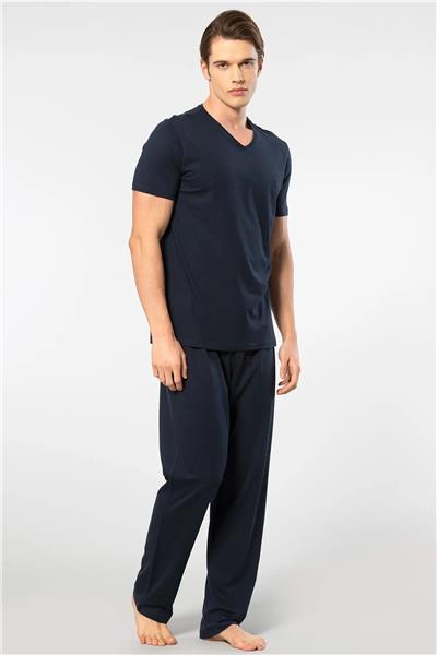Cacharel 2192 Erkek Kısa Kollu V Yaka Pijama Takımı-Lacivert