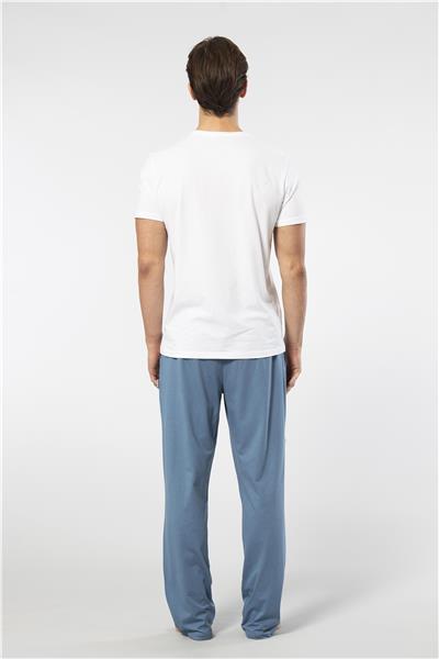 Cacharel 2192 Erkek Kısa Kollu V Yaka Pijama Takımı-Beyaz