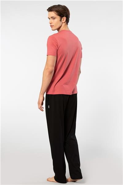 Cacharel 2192 Erkek Kısa Kollu V Yaka Pijama Takımı-Mercan