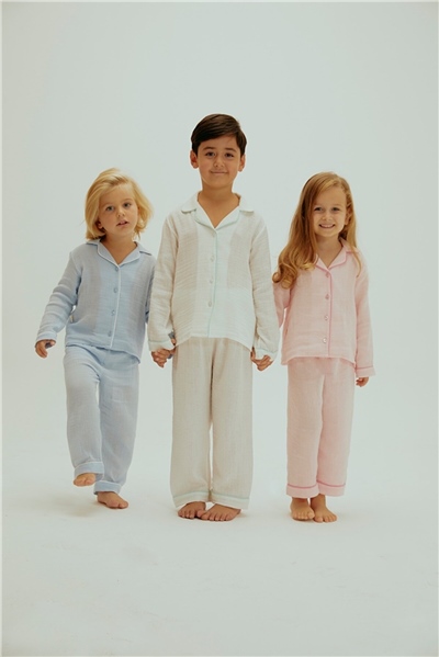 Çocuk Organik Pamuk Müslin Pijama Takımı