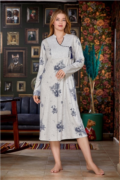 Cossy by Aqua 23029 Kadın Uzun Kollu Gecelik-Lacivert