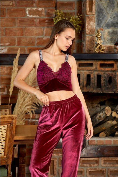 Cossy by Aqua 2391 Kadın Kadife Bralet-Bordo