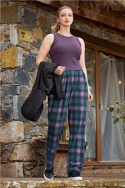 Cossy by Aqua 24059 Kadın Ekose Desen 3lü Eşofman-Siyah