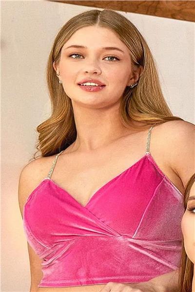 Cossy by Aqua 24118 Kadın Kadife Taş Detaylı Askılı Şort Takım-Fuşya