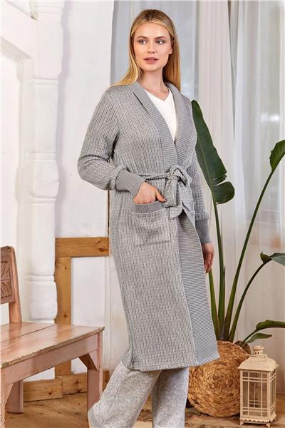 Cossy by Aqua 24187 Kadın Uzun Kollu Örgü Sabahlık-Grimelanj
