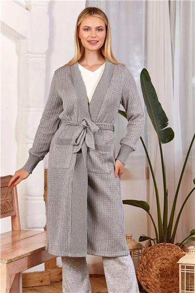 Cossy by Aqua 24187 Kadın Uzun Kollu Örgü Sabahlık-Grimelanj