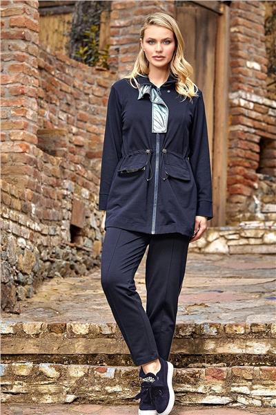 Cossy by Aqua 24352 Kadın Uzun Kollu Dik Yaka Spor 2Li Takım-Lacivert