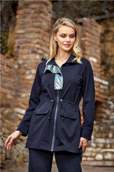 Cossy by Aqua 24352 Kadın Uzun Kollu Dik Yaka Spor 2Li Takım-Lacivert