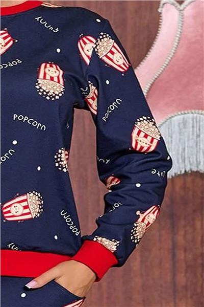 Cossy by Aqua 25036 Kadın Uzun Kollu Bisiklet Yaka Paçası Lastikli Pijama Takımı-Lacivert