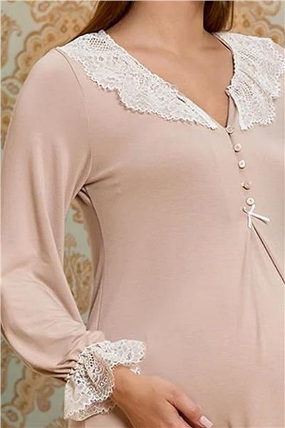Cossy by Aqua 25142 Hamile Lohusa Dantelli Midi Gecelik-Vizon