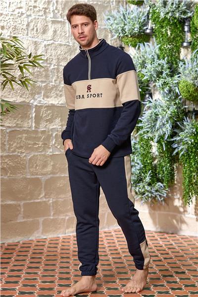 Cossy by Aqua 25439 Erkek Uzun Kol Dik Yaka Paçası Lastikli Eşofman Takım-Lacivert