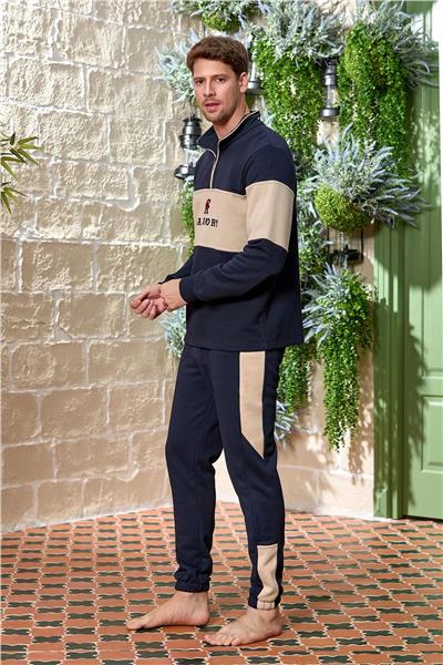 Cossy by Aqua 25439 Erkek Uzun Kol Dik Yaka Paçası Lastikli Eşofman Takım-Lacivert