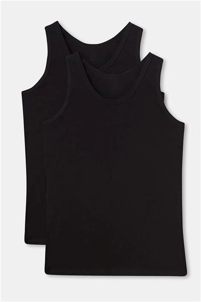 Dagi 1010 Erkek 2li Askılı Bisiklet Yaka Atlet-Siyah