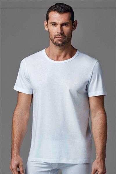 Dagi 1160 Erkek 2li Kısa Kollu Bisiklet Yaka Fanila-Beyaz