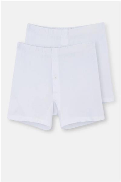 Dagi 1220 Erkek 2li %100 Pamuk Penye Boxer-Beyaz