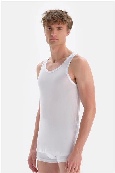 Dagi 3500 Erkek Kalın Askılı U Yaka Penye Modal Atlet-Beyaz