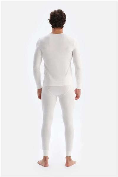 Dagi 6035 Erkek Uzun Kollu V Yaka Termal Üst İçlik-Ekru