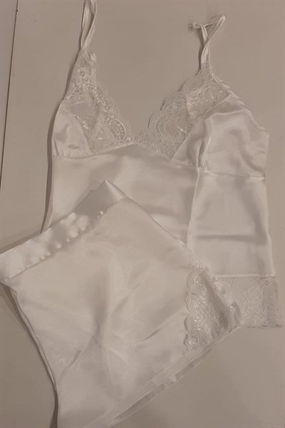 Duchesse 137 Çeyizlik Dantelli Saten 6lı Set -Ekru