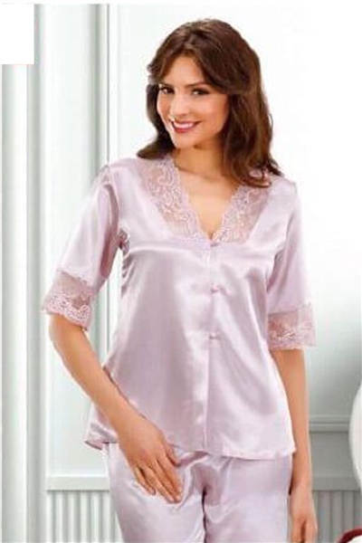 Duchesse 137 Çeyizlik Dantelli Saten 6lı Set -Pudra