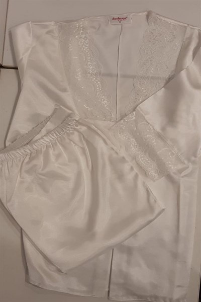 Duchesse 137 Çeyizlik Dantelli Saten 6lı Set -Ekru